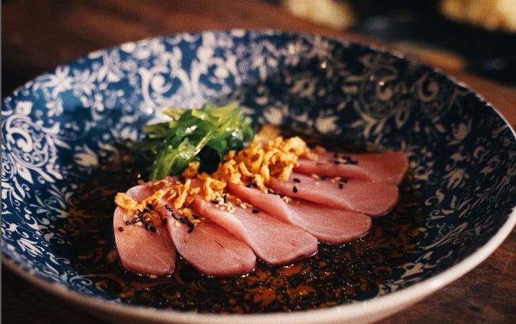 Bluefin Tuna Crudo w/ a house made Smoked Truffle mustard soy