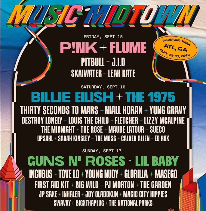 Music Midtown 2023 Lineup. Atlanta, Georgia September 15, 16, 17. 
